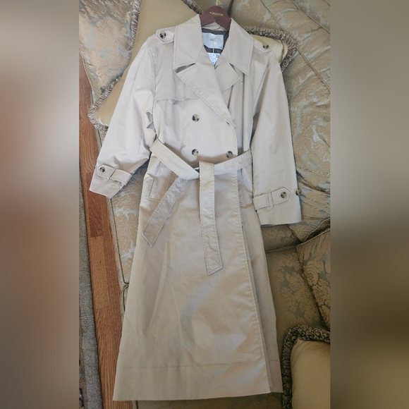 NWT Mango Double-Breasted Trench Coat Cream/Tan - Picture 2 of 16